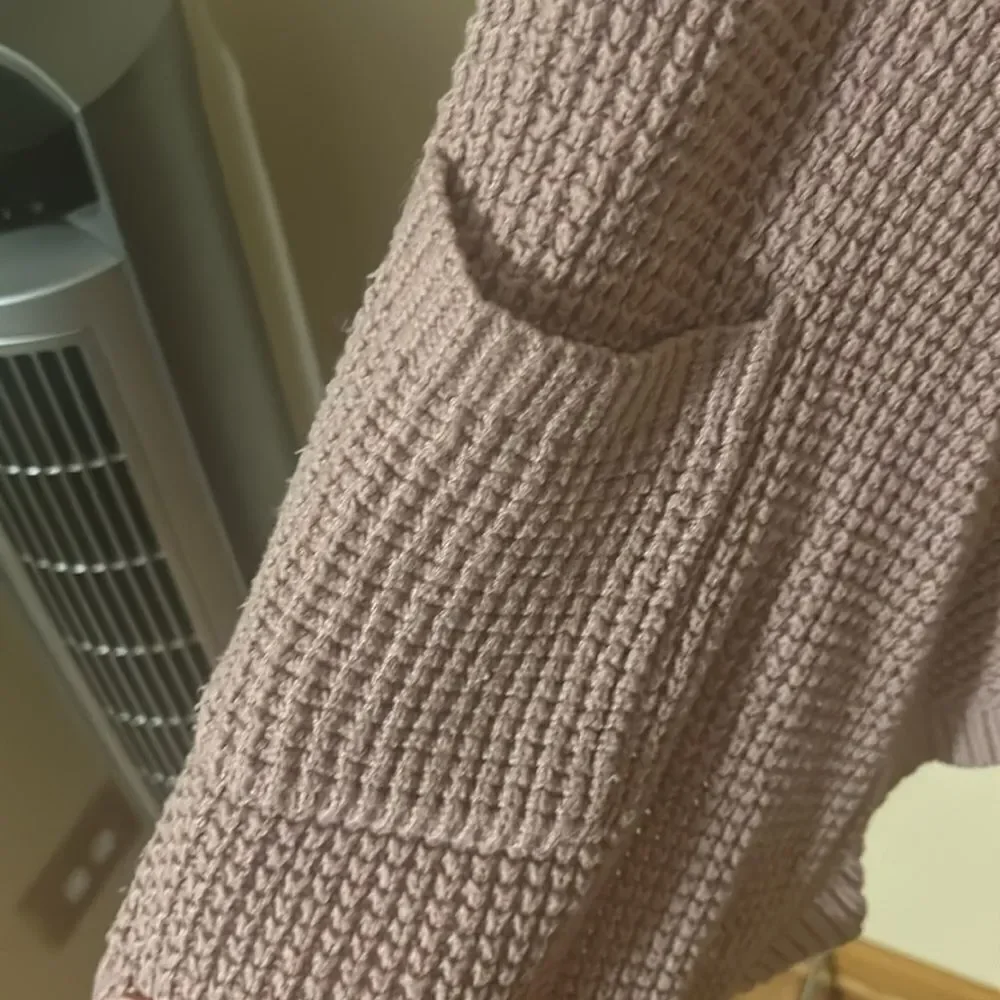 American Eagle light pink knit open Cardigan - Picture 5 of 7